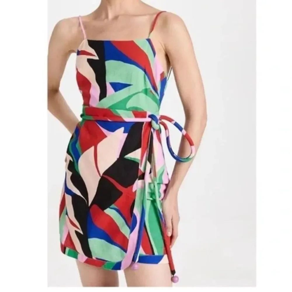 NWT FARM Rio Colorful Monstera Mini Dress